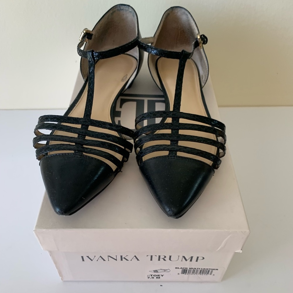 Ivanka Trump Black Strappy  flats Ankle Strap